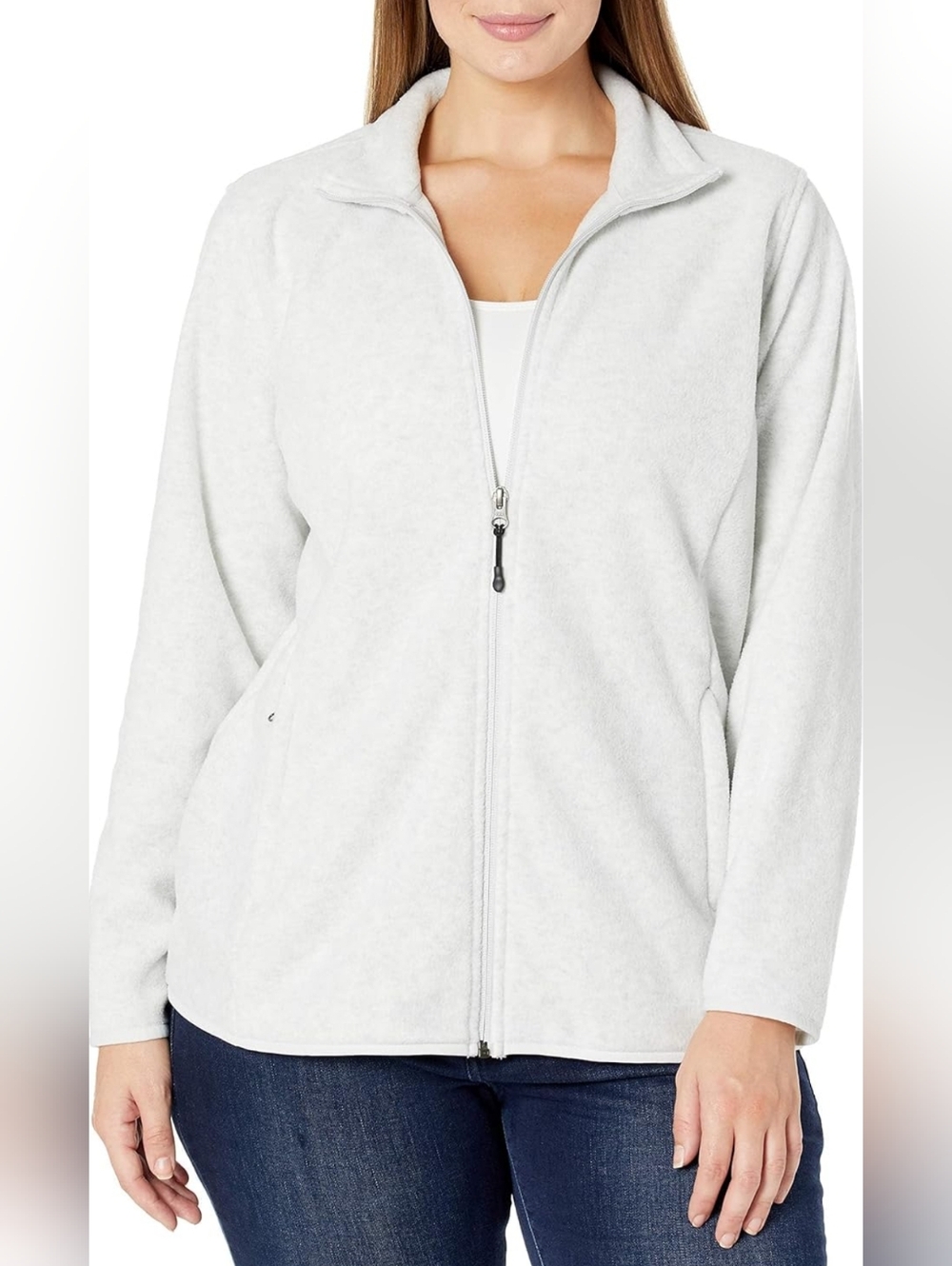 Amazon Essentials Women's Full-Zip Polar Fleece Jacket Heather Gray Medium
